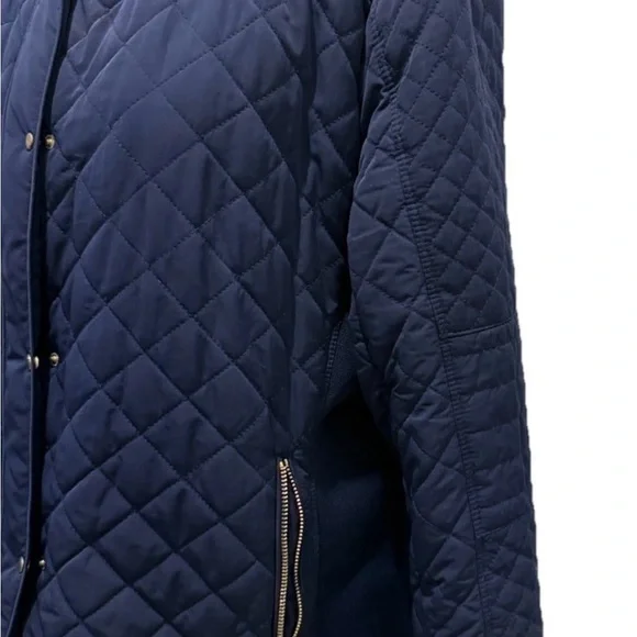 New York & Company Women's Navy Blue Jacket, Gold Zippers, Two Pockets, Size XL - Picture 8 of 11